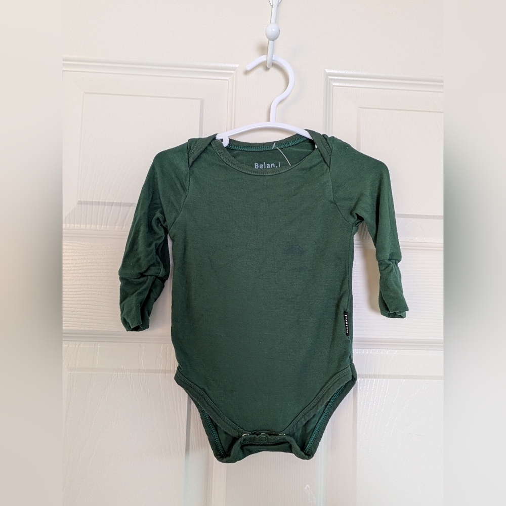 🇨🇦 Belan J Bamboo Long Sleeve Forest Green Kids Bodysuit
